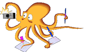octopus taking photograph and notes