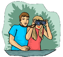couple with binoculars